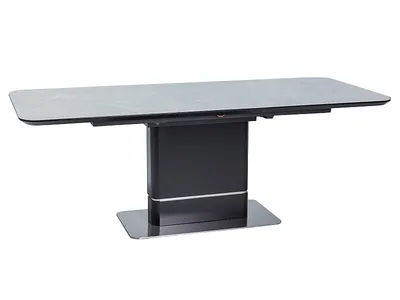 Image de Table de salle à manger pliante OSBORN - marbre gris / noir mat