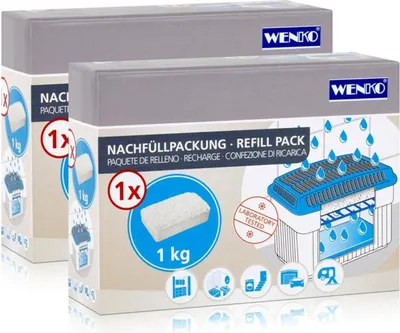 Immagine prodotto di 2x Wenko moisture killer deumidificatore per ambienti confezione di ricarica, 1 kg di granuli