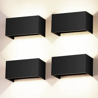 Productafbeelding van LED wandlamp buiten wit set van 4, 20W, IP65, 4000K, Up Down