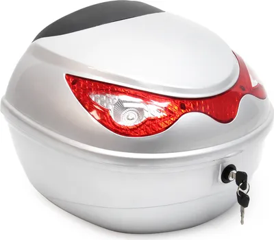 Produktbild von Wiltec Top Case 380x400x300 mm, 22 L, silberfarben, für Roller, Motorrad oder Quad, Helmkoffer, Rollerkoffer, Motorradkoffer abschließbar