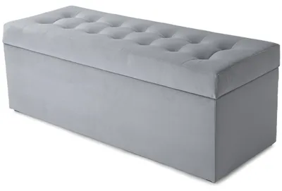 Produktbild von MG Design Polsterhocker Grau 45x120 cm - Stauraum 140L, bis 300 kg, samtig-weich mit Schimmer, pflegeleicht, für Wohnzimmer & Flur