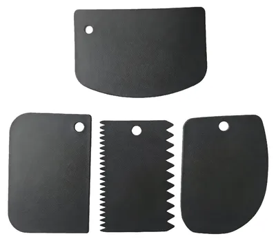 Produktbild von Teigschaber-Set, 4-teilig – Flexibler, BPA-freier Teigschaber, Teigspatel, Teigschneider, rutschfester Küchenschaber für Brot, Pizza und Gebäck, 13,5 cm – 10,5 cm