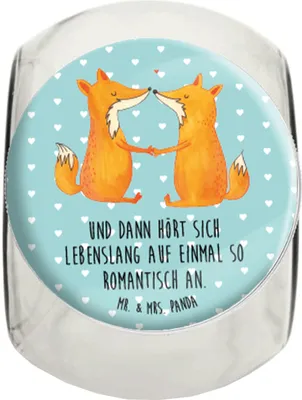 Produktbild von Mr. & Mrs. Panda Kaffeedose Füchse Liebe L 870ml - Türkis Pastell - Geschenk, keksglas, Partner, Lebensmittelbehälter, Liebespaar, Ehefrau, Frischhaltedose, glasbehälter