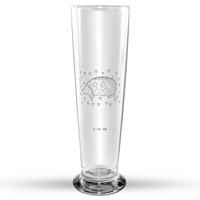 Produktbild von Mr. & Mrs. Panda Bierglas Igel Herzen - Transparent - Geschenk, Herz, Liebe, Glasbierglas, Vertrauen, Bier Glas, Trinkglas, Lustige Sprüche, Bierbecher, Glasbecher, Leben