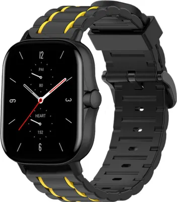 Produktbild von Strap-it Amazfit GTS 2 Sport Schnallenarmband (Schwarz/Gelb)