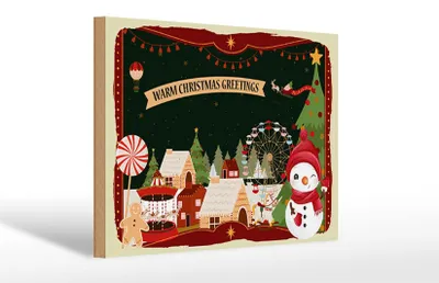 Produktbild von Holzschild Weihnachten WARM CHRISTMAS GREETINGS 30x20cm