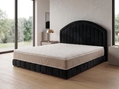 Produktbild von Polsterbett  LEON 2 mit Kopfteil, modernes gepolstertes Bett in 140 x 200 cm Farbe: Schwarz