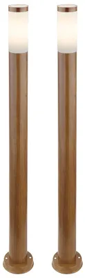 Produktbild von 2er Set Stehleuchte, Außen, Edelstahl, Holz-Optik, H 110 cm