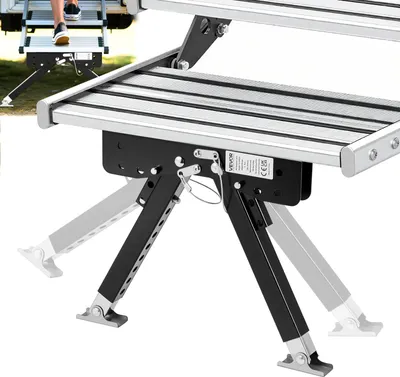 Produktbild von VEVOR RV-Stufenstabilisator, höhenverstellbares Stufenstütz-Set, Treppenstabilisatoren aus pulverbeschichtetem Stahl für Wohnwagen Reiseanhänger Wohnmobile, verstellbar 76,2-381 mm