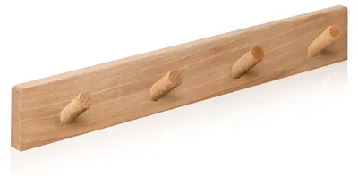 Wandkapstok aus Massivholz, 4 Haken, 40 cm, skandinavisch