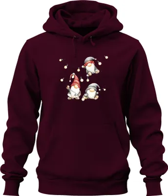 Produktbild von Weihnachtswichtel Weihnachten Lichterkette niedlich Skandinavisch Uni Hoodie Kapuzenpullover, Burgundy, XL