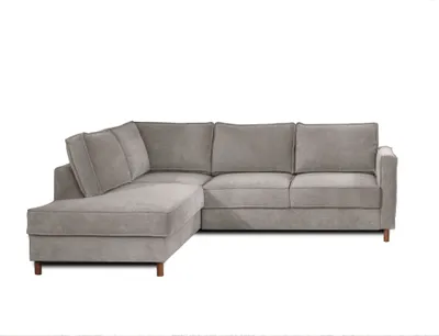 Produktbild von Lisa Design JAKE - Ecksofa mit Schlaffunktion - 5-Sitzer - Samt - links , Hellgrau