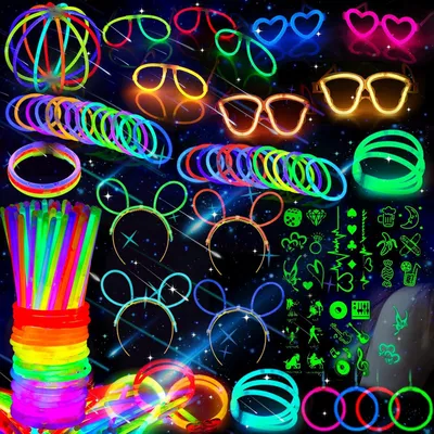 Imagen del producto de Juego de palitos luminosos para fiestas, 272 unidades, colores neón, con 120 conectores, ideal para celebraciones