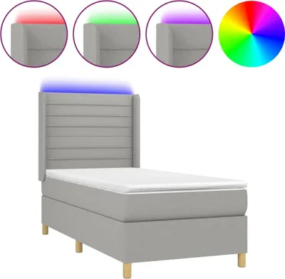 Obrázok produktu pre vidaXL Boxspring posteľ s matracom a LED svetlosivou látkou 90x200 cm