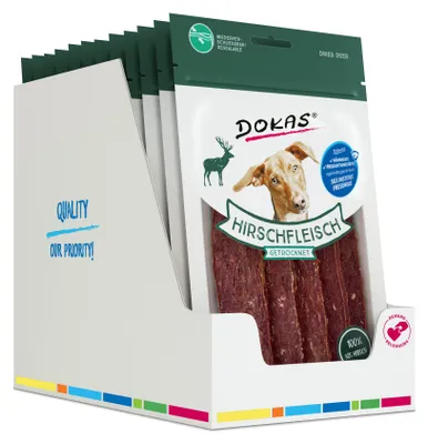Produktbild von DOKAS - Hirschfleisch getrocknet 12er Pack (12 x 60g)