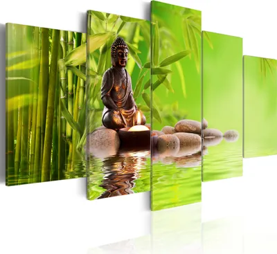 Produktbild von Modernes Wandbild 030213- 27 (100x50) - 5 Teilig Bilder Fotografie auf Vlies Leinwand Foto Bild Dekoration Wand Bilder Kunstdruck Buddha