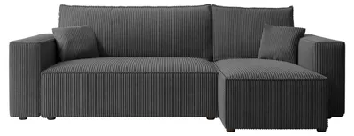 Zdjęcie produktu dla HuskyMeble Narożnik PABLO z funkcją spania i pojemnikiem na pościel Kształt L, Rozkładana sofa, Rogówka - Ciemnoszary - Poso 34