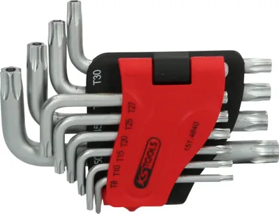 Obrázok produktu pre KS TOOLS Sada uhlových kľúčov Torx s otvorom, krátka, 10 ks, TB8-TB50 ( 151.4840 )