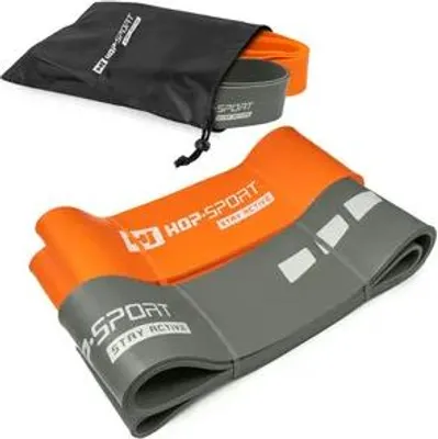 Produktbild von Hop-Sport Fitnessbänder SET aus Latex verschiedene Ebenen Wiederstandsbänder für Kraft & Fitnesstraining und Muskelaufbau - Klimmzüge 37-137kg - 2 Bänder
