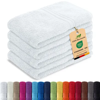 Produktbild von 4er-Set ARIZONA Handtuch-Serie von AR Line – 100% Baumwolle, 500 g/m², 4er-Set Gästetücher 30x50 cm, Weiß