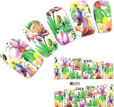 Produktbild von Tattoo Nail Blumen Lilien Blätter Aufkleber Nagel Sticker