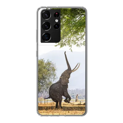 Produktbild von MuchoWow® Handyhülle Schutzhülle Hülle für Samsung Galaxy S21 Ultra Elefant - Baum - Blätter Silikon Softcase Handy Hülle - Mobiltelefon