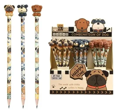 Produktbild von Bleistift "Dog", rund, mit Radiergummi, HB (36 Stück) - Cresco