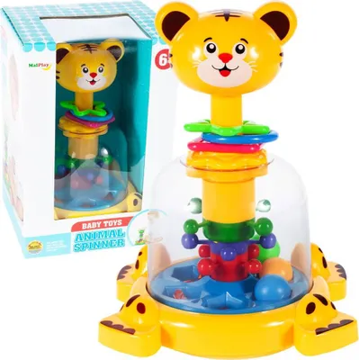 Obrázok produktu pre Malplay Detská vzdelávacia hračka "Tiger" Push Balls Spinning Top Development Toy pre skorý vývoj dieťaťa od 6 mesiacov