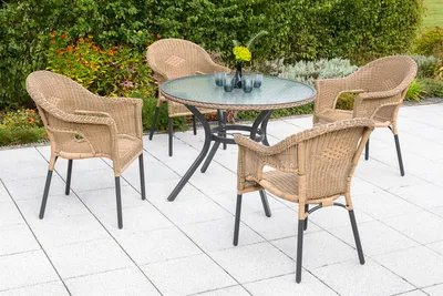 Produktbild von Merxx Gartenmöbelset Ravenna 5tlg. Aluminium, Kunststoffgeflecht graphit, natur