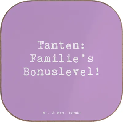 Produktbild von Mr. & Mrs. Panda Untersetzer für Gläser Spruch Tante Bonuslevel - Lavendeltraum - Geschenk, Geschenke, handgemacht, eigenartig, persönliche Erinnerungen, Coaster, Tasse