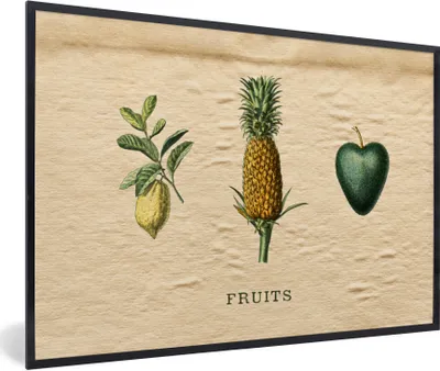 Produktbild von MuchoWow® Gerahmtes Poster Obst - Lebensmittel - Ananas 90x60 cm - Poster mit Schwarzem Bilderrahmen Wandposter Rahmen Foto Bilder - Fotorahmen - Foto-Plakat