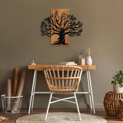 Produktbild von Wallity, Monumental- SKL2409, Nussbaumfarbe,Schwarz, Sonstige Wohndekorationen, 67 x 58 cm, 50% Holz (Dicke: 3 cm) / 50% Metall