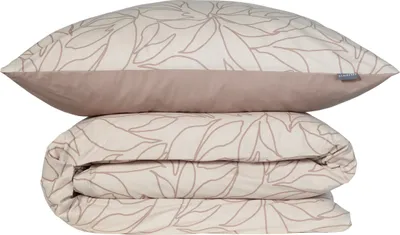 Produktbild von Schiesser Bettwäscheset Leaves | 2-teilig | Floral | Renforcé | 100 % Baumwolle | Reißverschluss | 135x200cm + 80x80cm | Taupe