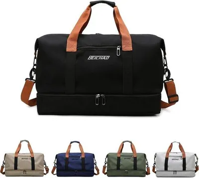 Produktbild von Sporttasche, Reisetasche – Weekender, Gymtasche – Zum Sport und Reisen – Wasserdichtes Schuhfach – 46 x 25 x 28 cm – Schwarz
