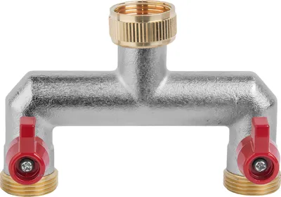 Produktbild von BRADAS Rozdělovač na kohoutek vnitřní závit 3/4", 2-cestný vnější závit 3/4" s ventily BR-BR-3034