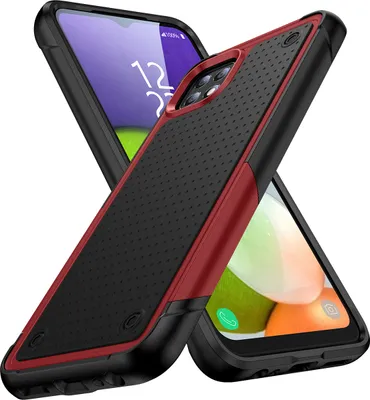 Produktbild von Für Samsung Galaxy A22 5G Hülle Militärqualität Stoßfest Hybrid 2 in 1 Hart PC Weich TPU Handyhülle Rot Schwarz