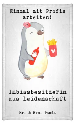 Produktbild von Mr. & Mrs. Panda Handtuch Imbissbesitzerin Leidenschaft - Weiß - Geschenk, Spruch, Lustig, Gäste-WC, Frotteetuch, Witzig, Mini-Handtuch, Gästetuch, Pommesliebe, Klein