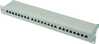 Produktbild von ROLINE Cat.6 (Class E) 19-Zoll-Patchpanel, 24P, geschirmt, grau