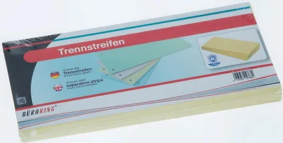 Produktbild von Büroring Trennstreifen gelb 10,5x24cm, 190g/qm Karton, gelocht