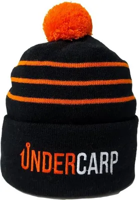 Produktbild von Warme Mütze mit Bommel, modischem Karpfen-Muster in Orange, Schwarz und Weiß, Universalgröße