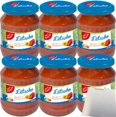 Produktbild von Gut & Günstig Letscho Paprika in Tomatensauce nach ungarischer Art 6er Pack (6x680g Glas) + usy Block
