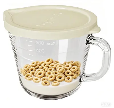 Glasküchenbecher 500 ml mit Deckel, Skala, mikrowellengeeignet