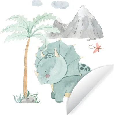 Produktbild von MuchoWow® Runde Wandtattoo - Wandsticker Tapete Aufkleber Kinderzimmer - Baum - Dinosaurier - Junge - Mädchen - Kinder Ø 50 cm Selbstklebend und Repositionierbar - Wandaufkleber - Kreis - Wand Kreis - Wand Bild - Foto Tapete - Selbstklebende - Wohnzimmerdekoration - Wand Dekoration - Kinderzimmer