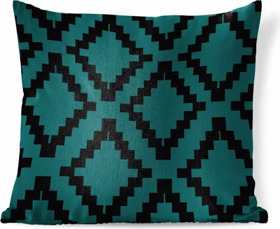 Produktbild von MuchoWow® Zierkissen Sofakissen Wohnzimmer Dekokissen 50x50 cm Block - Muster - Blau - Komfort - Sofakissen