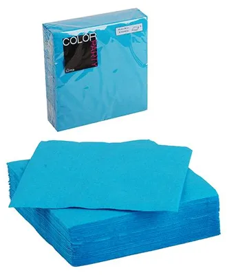 Image de Paquets de 30 serviettes jetables en papier - Bleu - 38 x 38 cm