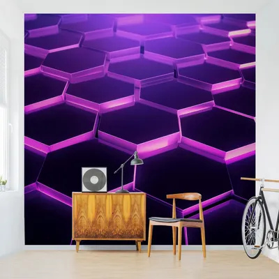 Produktbild von Fototapete mit Motiv - Vliestapete - Bildtapete UV-beständig Design violett 3D-Effekt Neon Art Wandtapete geruchsfrei