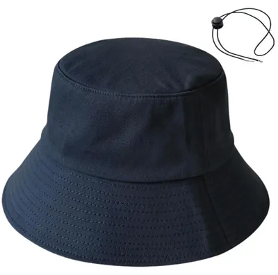Produktbild von Fischerhut Eimerhut Damen Herren Breite Krempe Sommer Reise Strand Anglerhut Marineblau Baumwolle Polyester