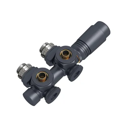Produktbild von EMKE Heizkörperthermostat Multiblock-Set Anschlussarmatur mit Thermostat für Heizkörper Durchgangsform φ16xG1/2" und φ15xG1/2" Anthrazit