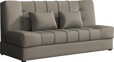 A studio shot of a gray sofa bed.