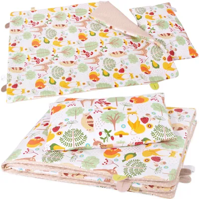 Image de Parure de lit enfant BOBO 135 x 100 cm avec garnissage. Pour la maternelle - coton - Forest glade